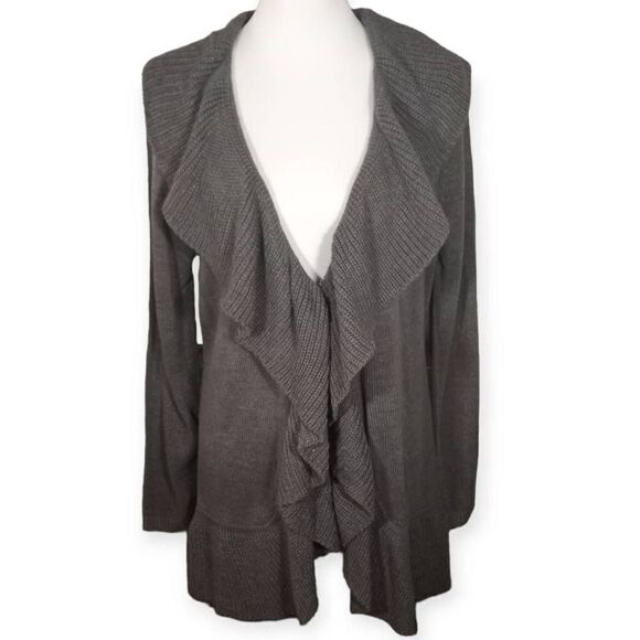 MISS TINA BY TINA KNOWLES GRAY RUFFLE CARDIGAN SZ.20 NWT - Picture 1 of 9